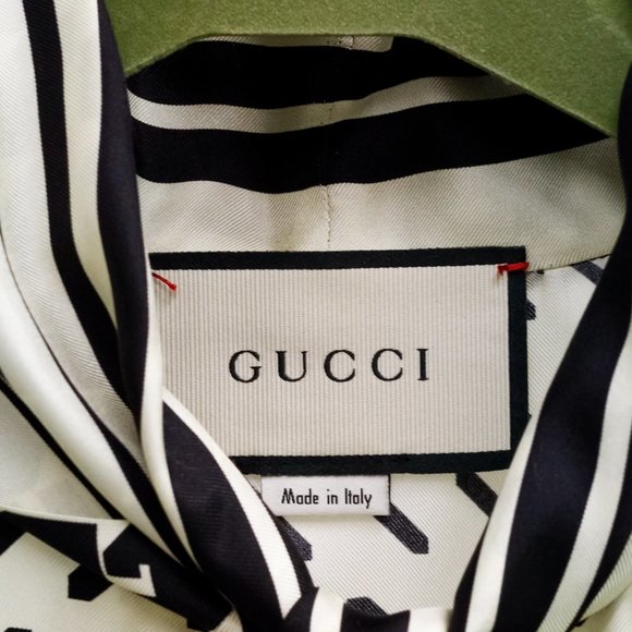 Gucci Geometric Print Two-toned Bow Blouse - Picture 4 of 11